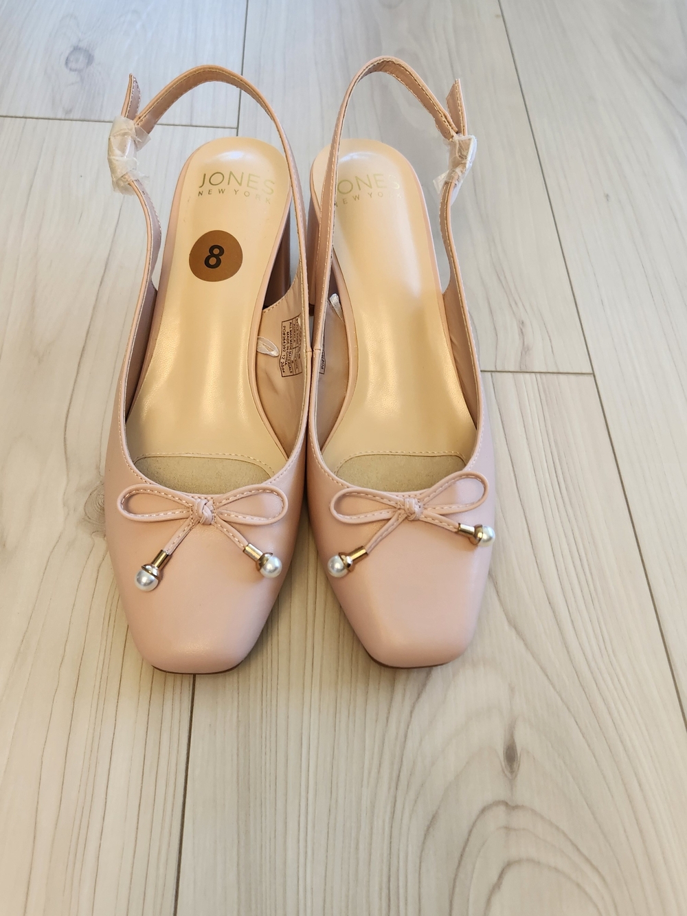 Jones New York Pink Slingback Pumps with Bow and Pearl Accents-New Size 8